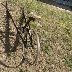 Vintage Plow Antique Steel Wheeled Garden Push 