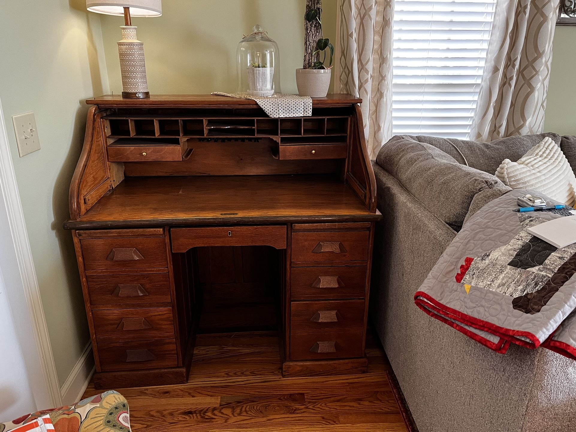 Antique Oak Roll Top Desk