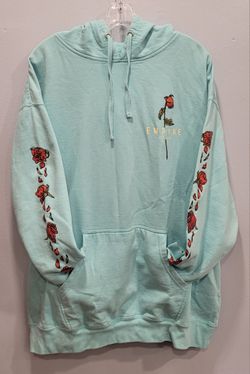 Empyre Sweatshirt Hoodie, Teal With Rose And Skull Artwork, Size XXL