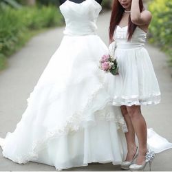 Handmade White Wedding Long Back Dress