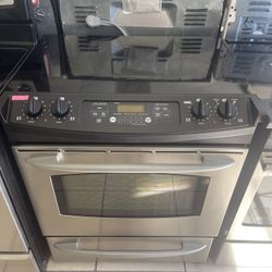 GE GLASS TOP SLIDE IN STOVE STAINLESS STEEL 