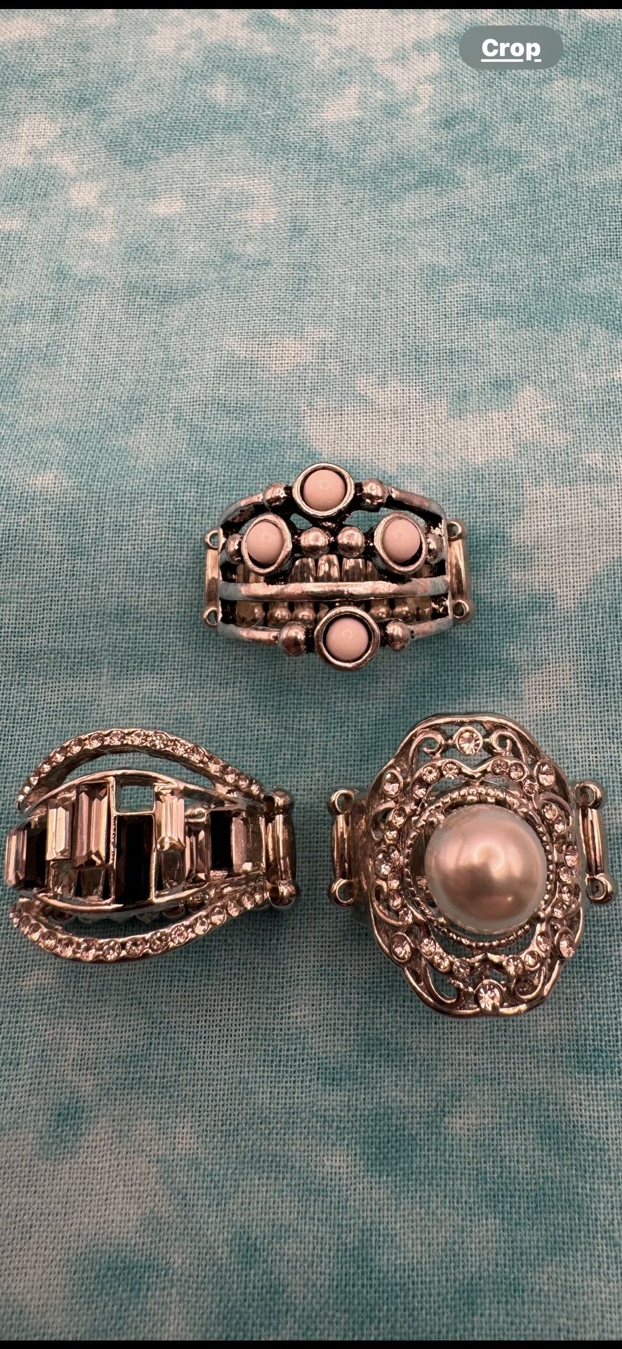 599-Three New Paparazzi Stretch Band Rings Silver Tone Nickel & Lead Free
