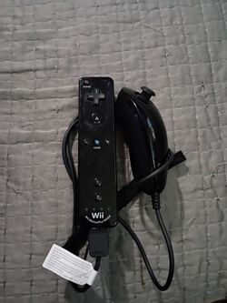 Wii motion plus remote and nunchuck controller tested and fully working - black Nintendo Wii remote