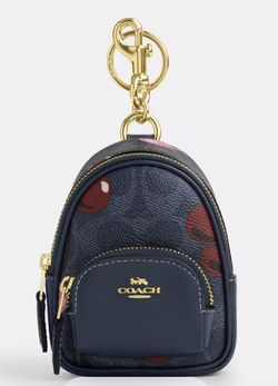 COACH Mini Court Backpack Bag Charm In Signature Canvas CHERRY