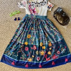 Mirabel Madrigal Costume Girls Sz 6-8 years with Wig Disney Encanto Halloween