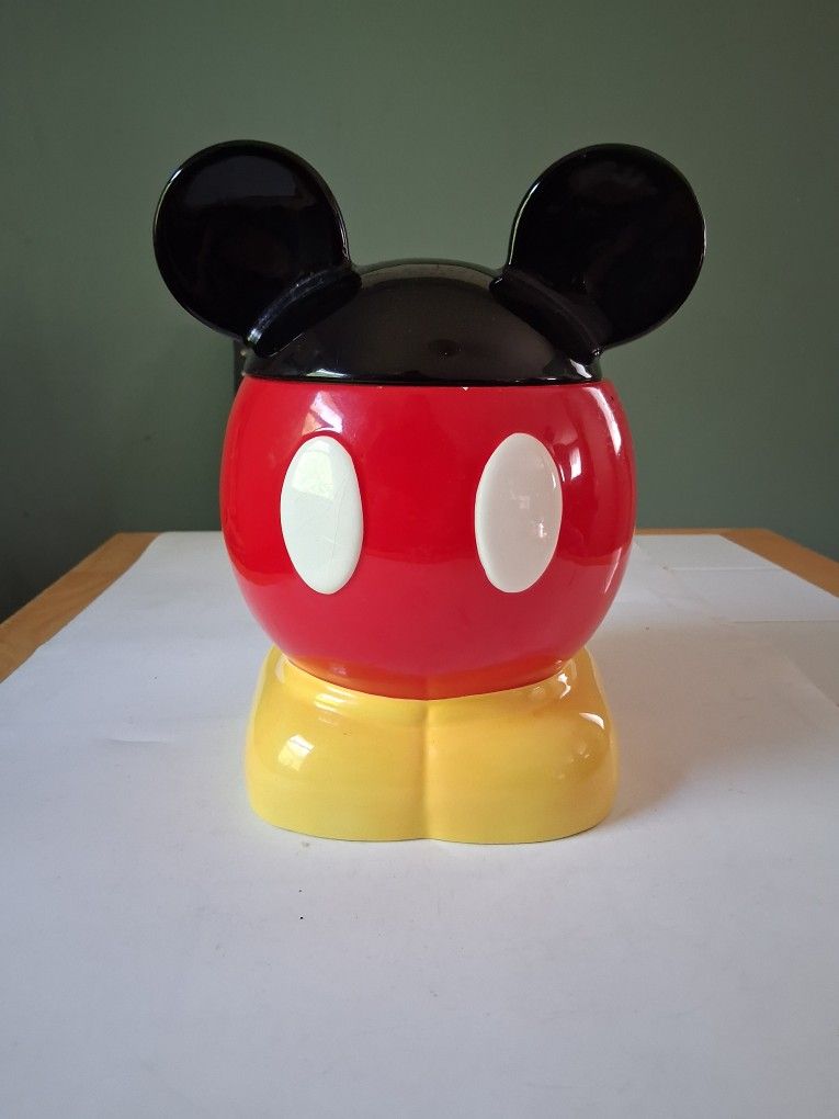Disney Mickey Mouse Ear Cookie Jar Ceramic Kitchen Decor Treat Jar