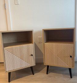 Modern Wood Nightstands Set