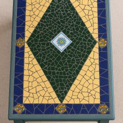 handcrafted mosaic tile-top table. 