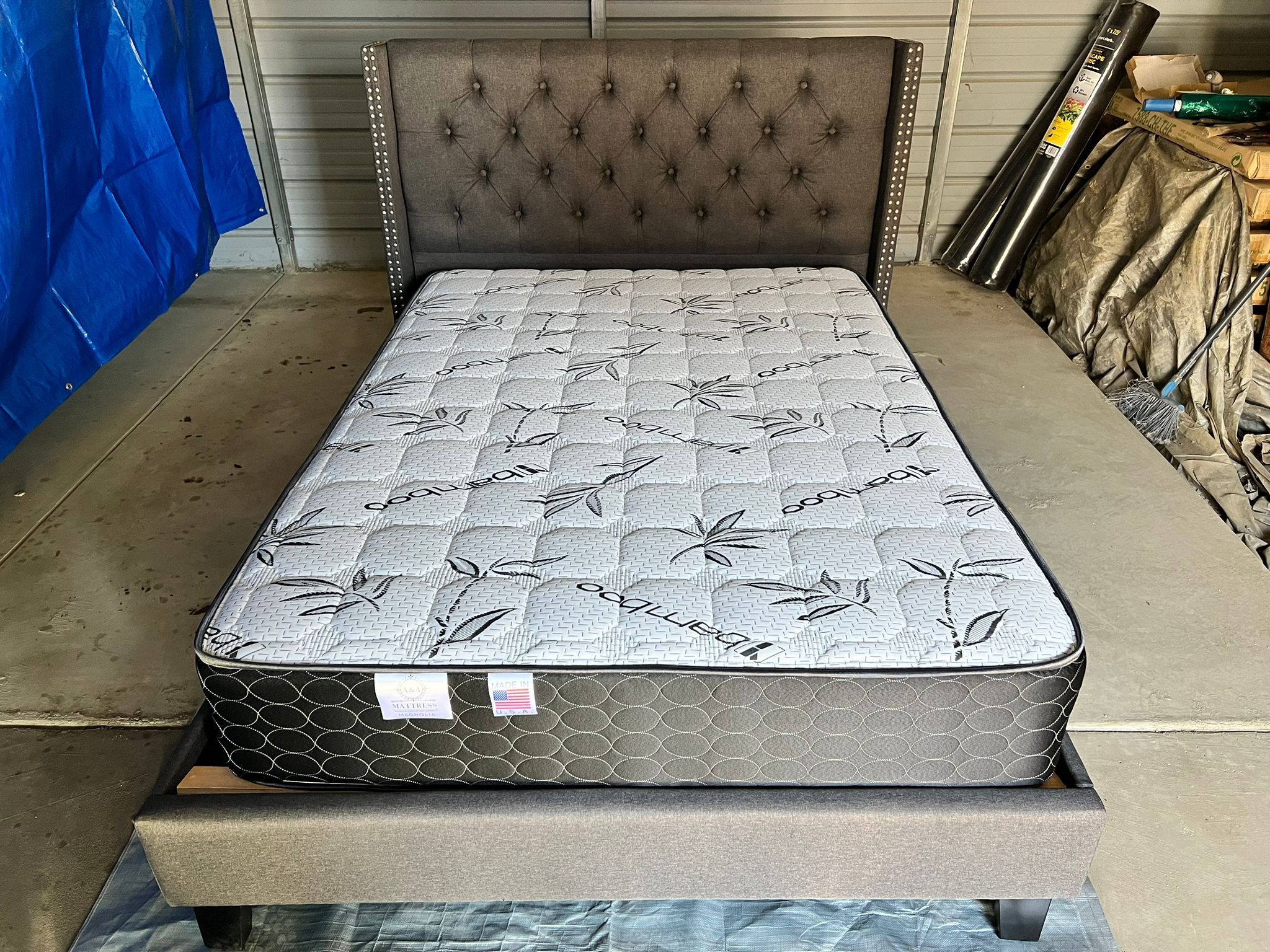 Gray Queen Bed With Mattress Sale 