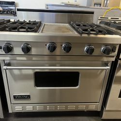 Viking 36”Wide All Gas Range Stove Stainless Steel With Griddle 