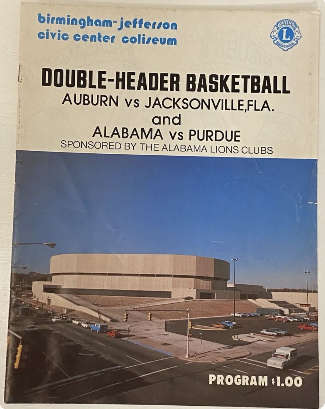 1976 DOUBLE-HEADER College BASKETBALL Auburn Jacksonville Alabama Purdue Program.