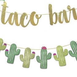 Taco Bar And Cactus Garland Mexican Them Party Decorations