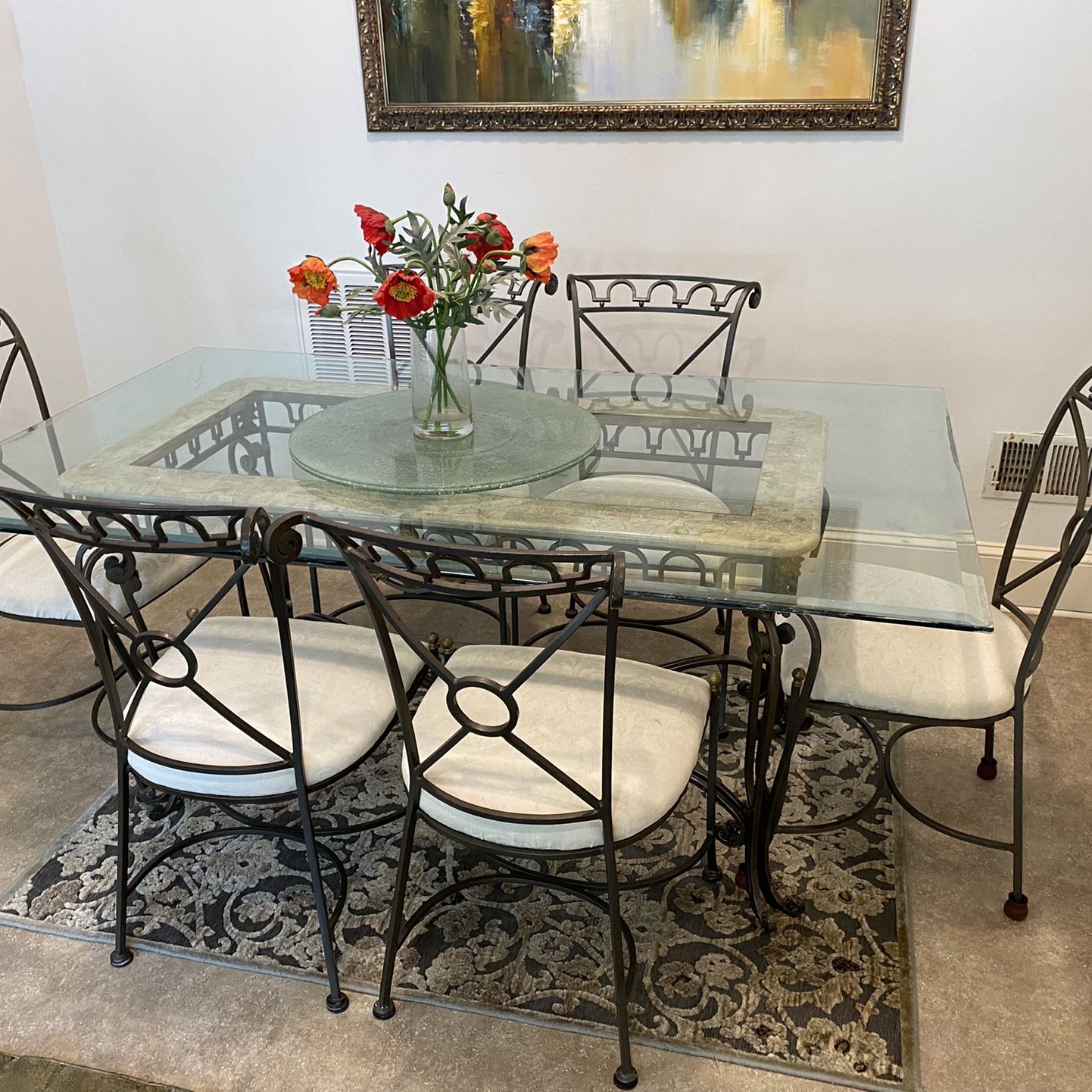 Dining Table And Chairs - Glass And Metal