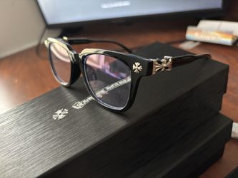 Black/ Silver Chrome Heart Style Glasses