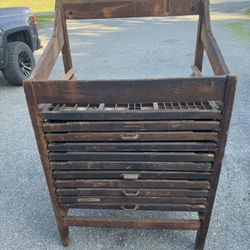 Vintage Printers Rack And 11 Trays