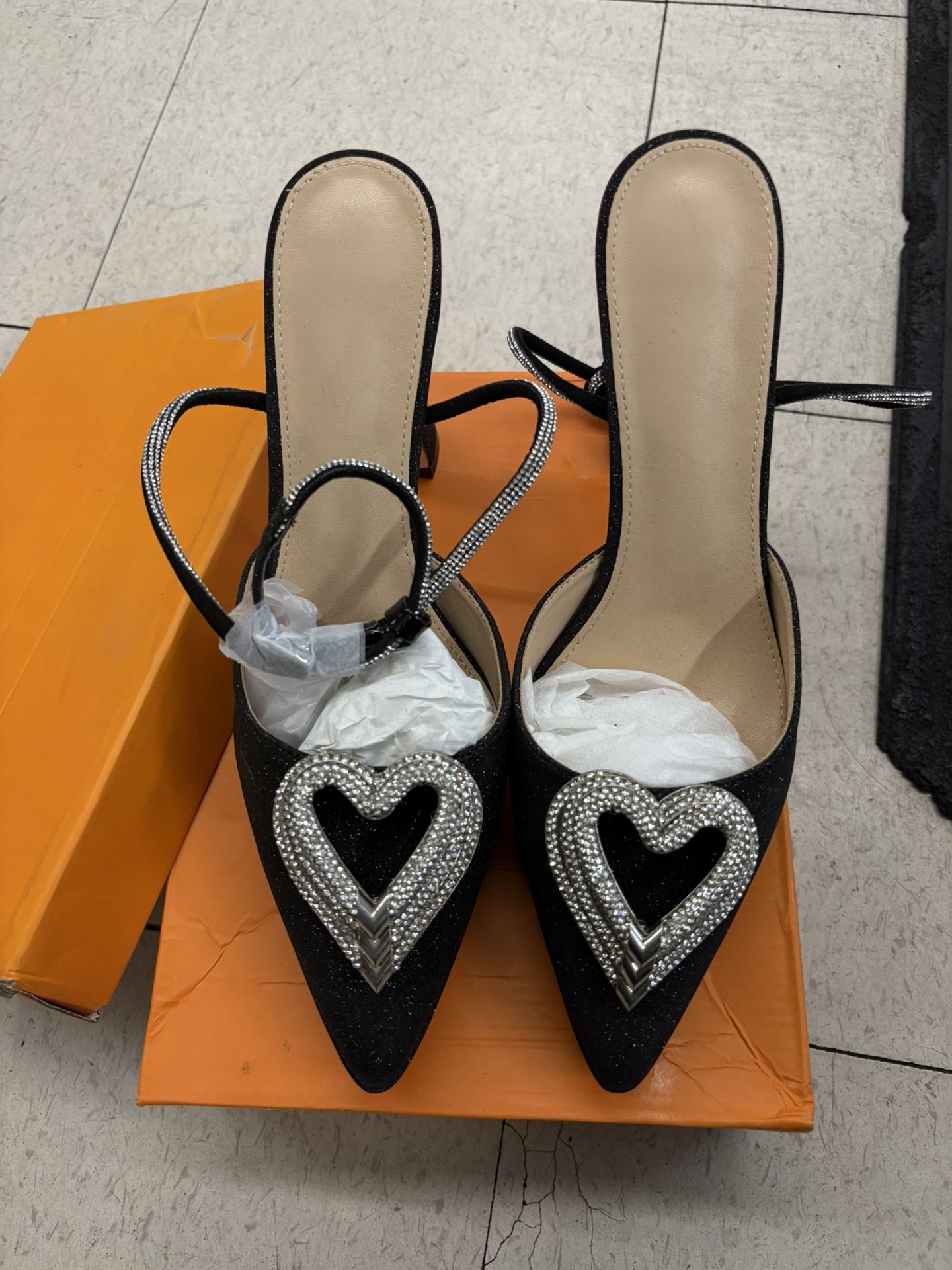Black Heart Sparkly Heels