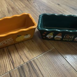 Two Ceramic Nantucket Mini Loaf Pans