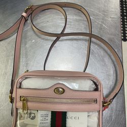 GUCCI Vinyl Web Mini Ophidia Transparent Shoulder Bag Perfect Pink