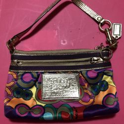 Coach Signature Poppy Pop Wristlet Purse Clutch