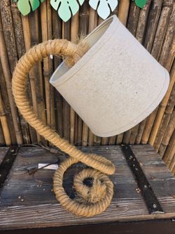 Vintage Coiled Rope Audoux Minet style MCM Table Lamp Snake Nautical Cabin J Hunt Home pirate