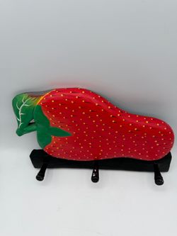 Vintage Hand painted Wooden Strawberry Wall Mounted Key/Mug/Towel Holder