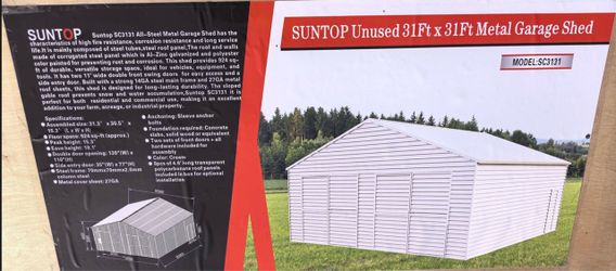 Suntop Steel Metal Garage Shed 31x31 🔴includings doors🔴