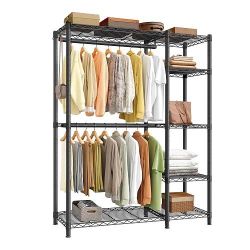 Closet Organizers and Storage, Clothes Rack with Shelves | Freestanding Wardrobe Closet for Bedroom, 45 x 15.7 x 76 inch, Ink Black, DALTEN Collection