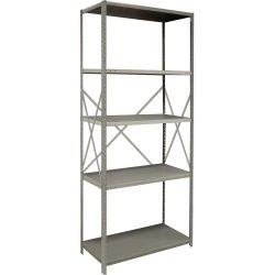 Shelf, Open Steel Shelving, 36"W x 12"D x 60” H, Angle Post Starter, Dove Gray