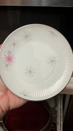 Vintage Starburst Teacups, Plates, Teapot
