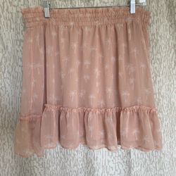 Light Pink Skirt With Palm Tree Pattern 