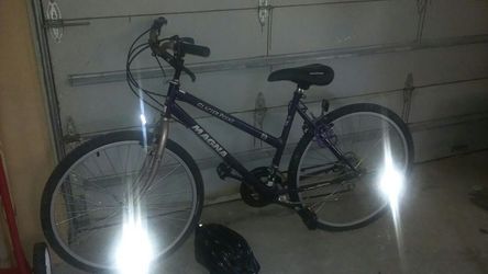 Bicycle, helmet, tire pump included.