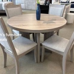 5-Pc Round Dining Table Set 