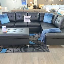LIMITED TIME DEAL ⏳️ NEW MODERN BLACK SECTIONAL COUCH ONLY 