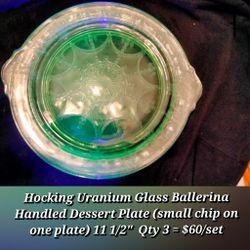 Uranium Glass Handle Desert Plate