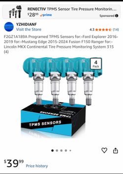 Programed TPMS Sensors for:-Ford Explorer 2016-2019 for:-Mustang Edge 2015-2024 Fusion F150 Ranger