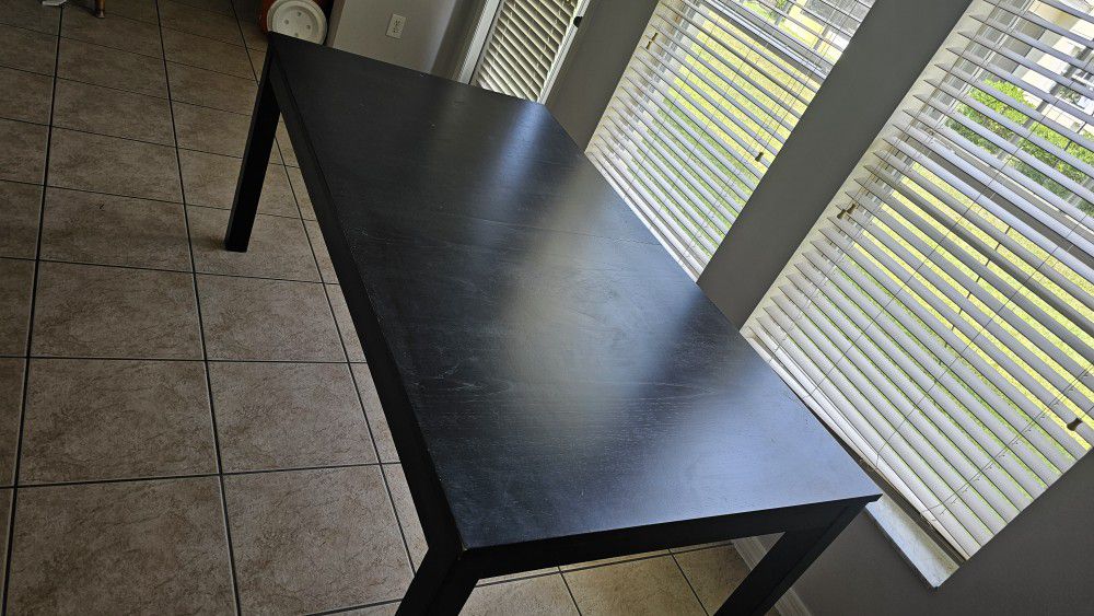 Black Wooden Dining Table With Extensions