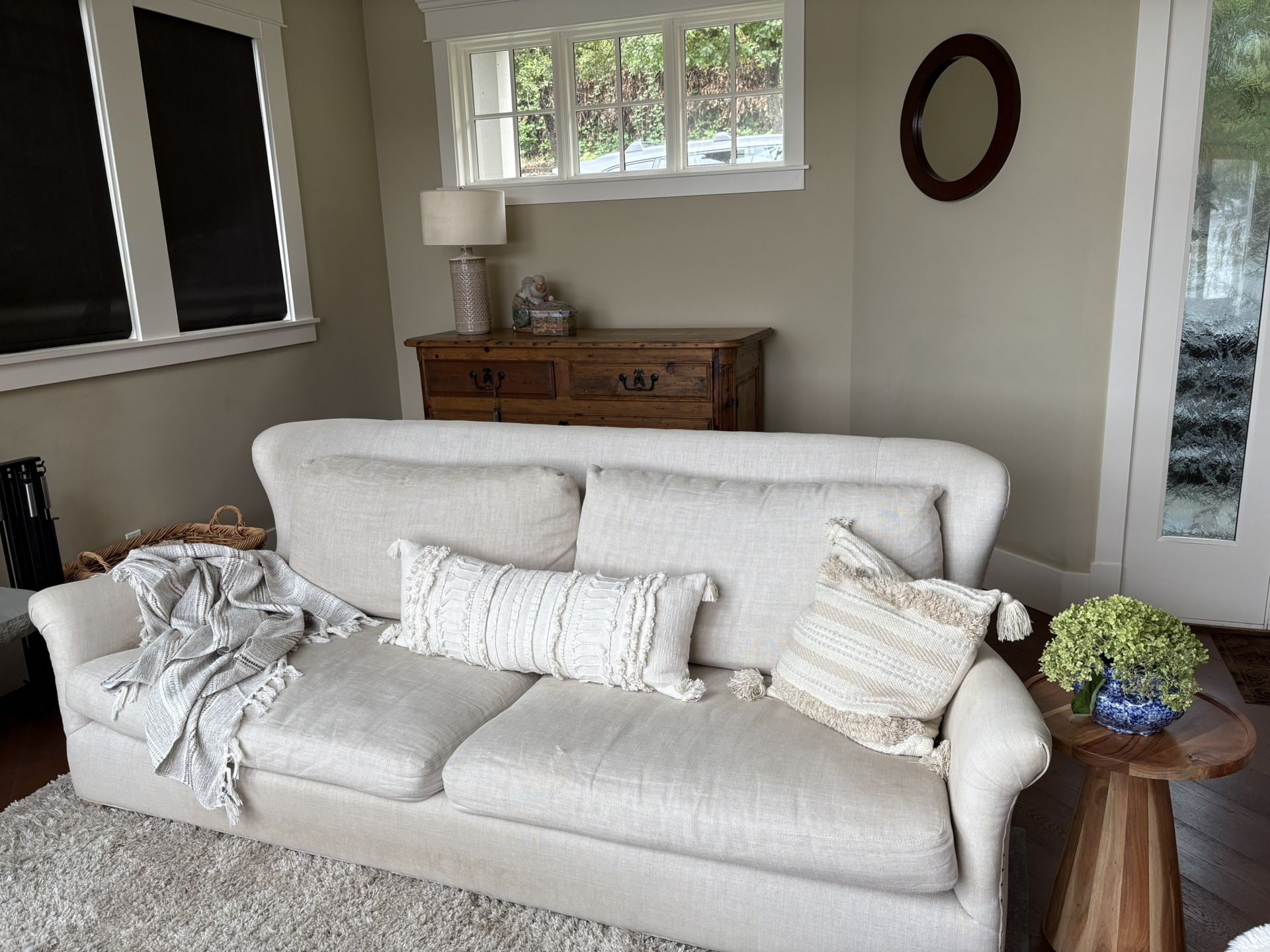 Elise Flax Basketweave Linen Sofa - 8’