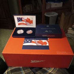 2019 Pride Of 2 Nations 2019-W Enhanced Reverse Proof Silver American Eagle  2019 Modified Proof Canadian Maple Leaf 