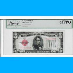 1928 5 Dollar Red Seal Legal Tender Legacy Grading 63 Ppq