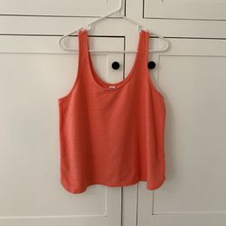 Old Navy Salmon Pink Textured Light Weight Lounge Rounded Tank Top Size Medium
