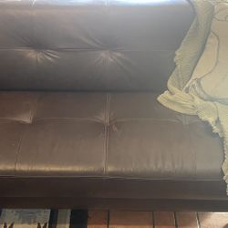 OBO Like New Brown Leather Loveseat Sofa Couch