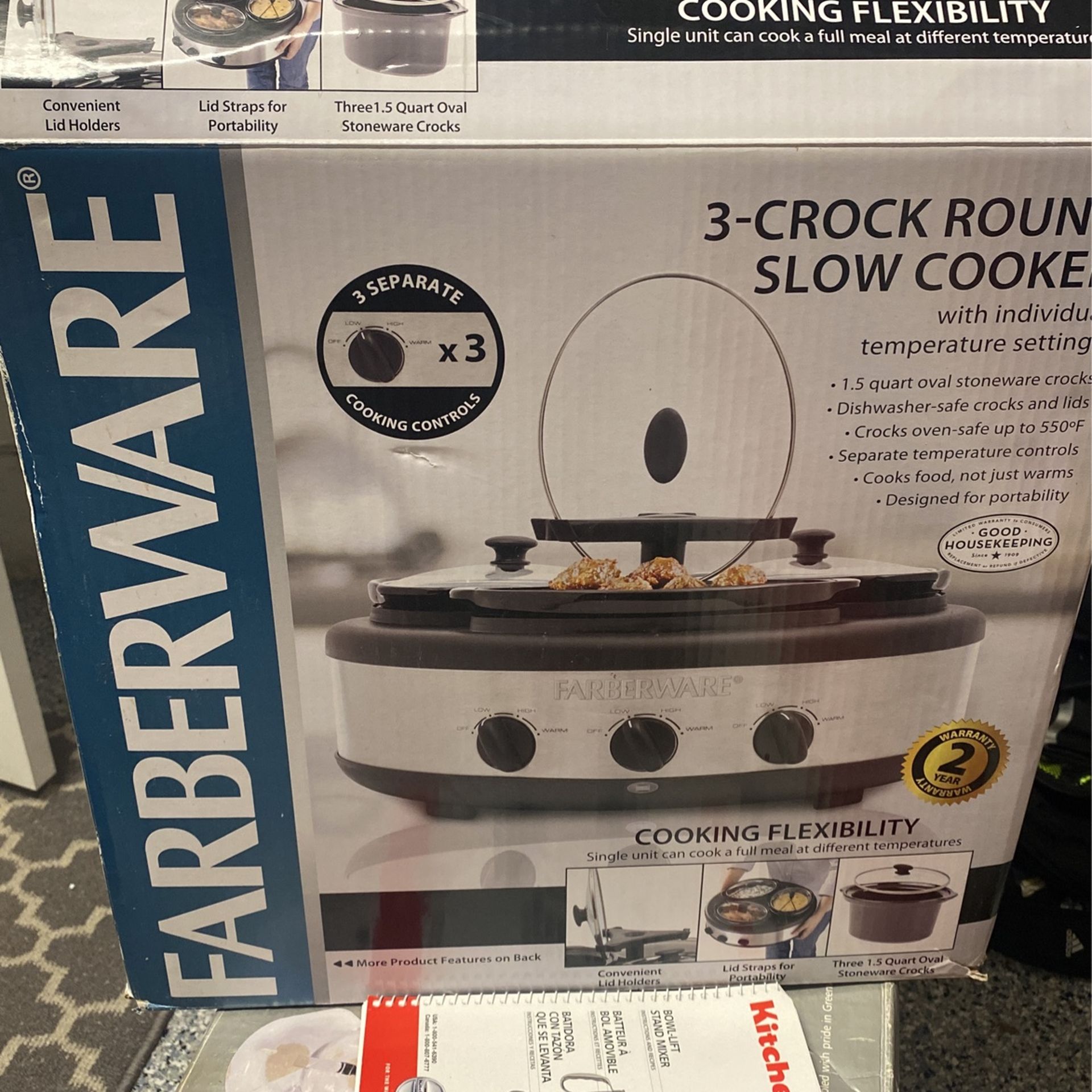 3-Crock Round Slow Cooker