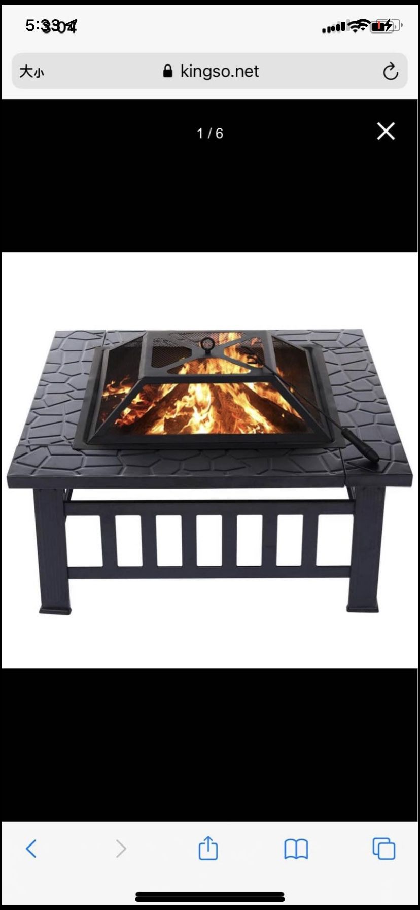 KingSo 32'' Square Fire Pit Table with screen Metal BBQ Grill Pit Wood Burning Pit Bonfire Pit for O