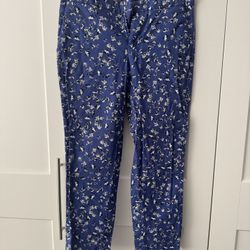 Banana Republic Hampton Blue Floral Women’s Ankle Pants, size 4