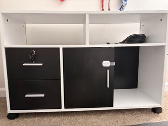 Rolling Office Storage Cabinet with Drawers