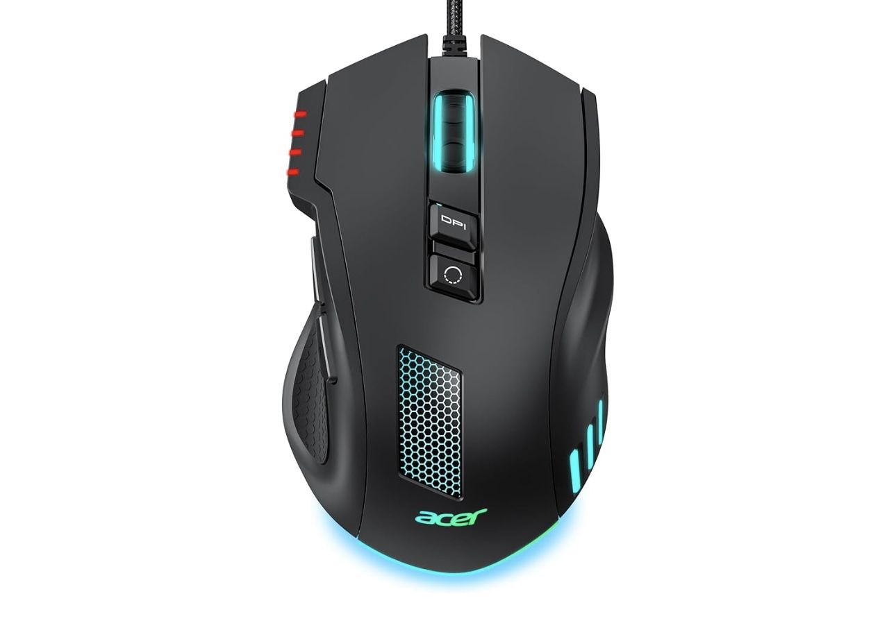 acer Wired Gaming Mouse, 12,800 DPI RGB Ergonomic Computer Mouse Black 