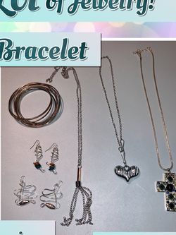 One Bracelet, Three Necklaces, And Two Earrings - Very Inexpensive “Lot” Of Jewelry