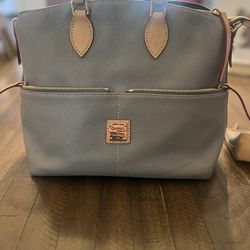 Dooney & Bourke Dillen Double Pocket Satchel & Matching Slim Wallet Set - Grey Pebbled Leather