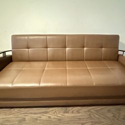 Brown Leather Sofa Bed / Full Size Bed (LOCAL NYC PICK UP ONLY)
