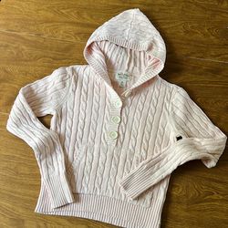 Polo Jeans Co. Ralph Lauren Vintage Y2K Pink Cable Knit Hoodie Sweater size S
